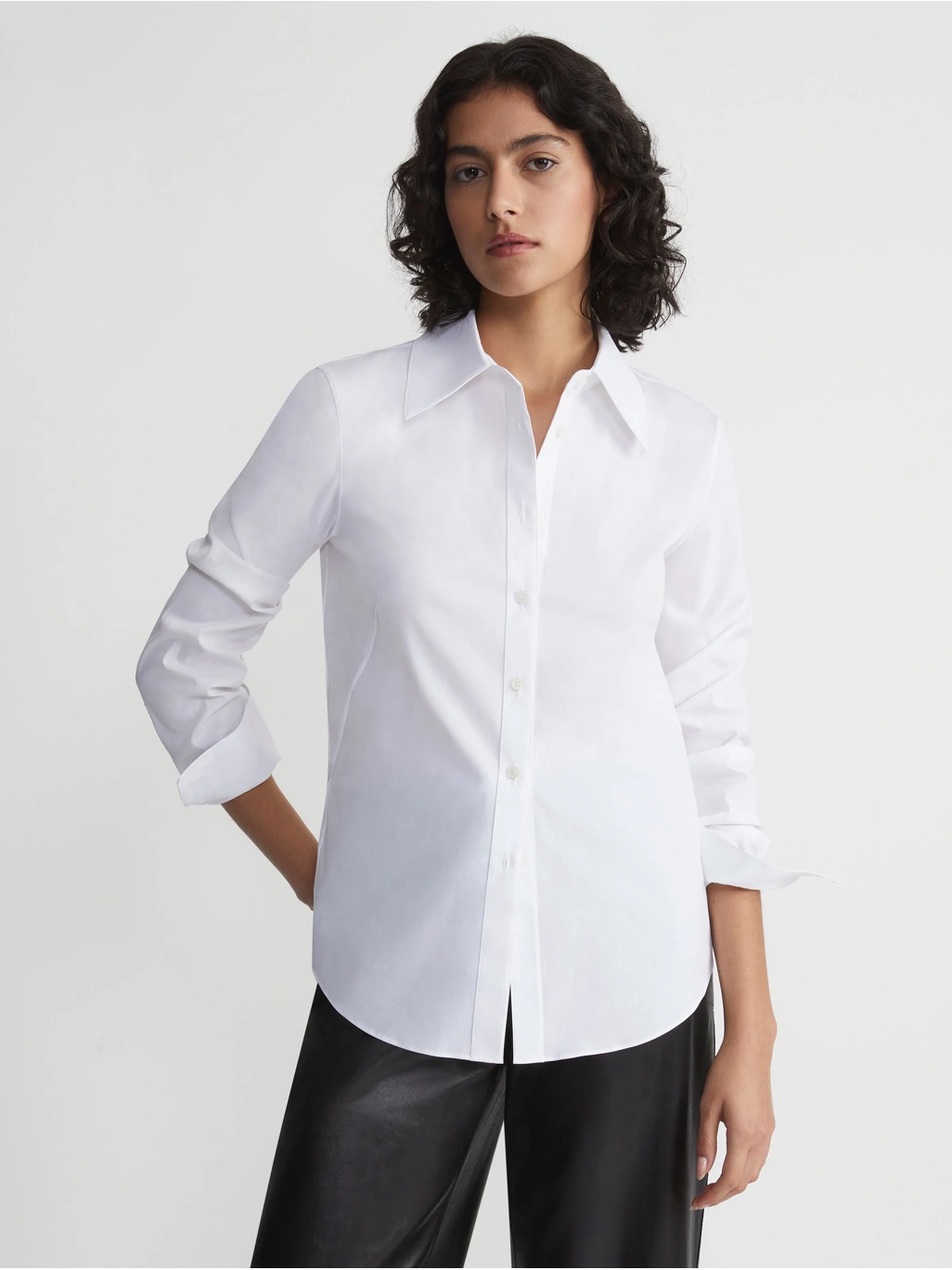 Lafayette 148 New York Classic White Button-Front Shirt